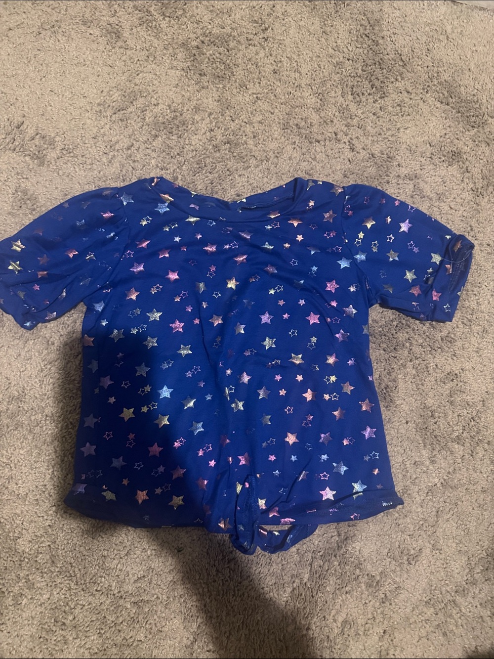 Girls' Blue Star Print Short Sleeve Top